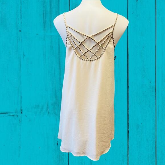 Forever 21 Dress Chiffon Women's Large Mini Beaded Light Flowy Strappy Flapper - Picture 2 of 6